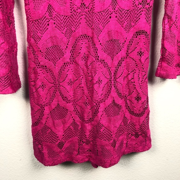 Nightcap Priscilla Crochet Lace Mini Dress Fuchsia - Picture 4 of 8